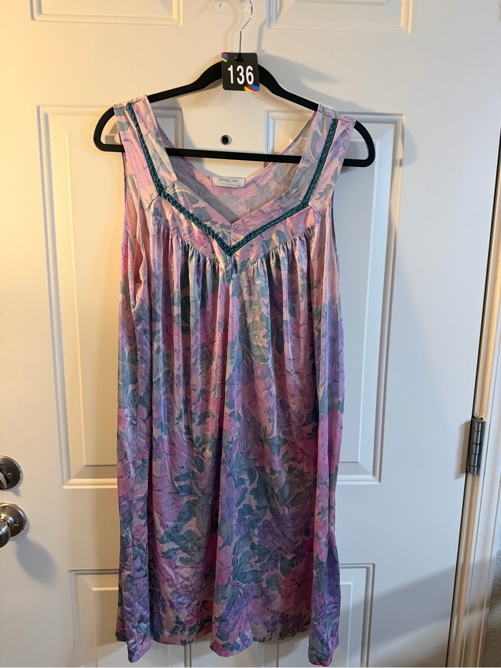 Y2K Vanity Fair Floral Slip Dress Pink Purple Boho Midi Size L